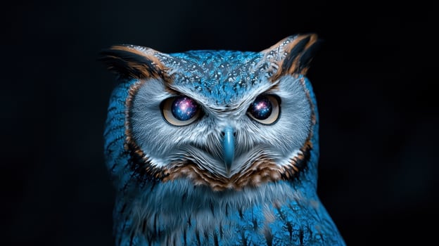 Mesmerizing Cosmic Owl with Glowing Eyes photo
