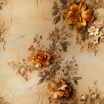 Seamless pattern tile background flowers and floral leaves plants photo