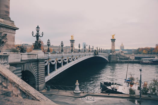 Pont Alexandre Bridge 3 in Paris, beautiful view without people during sunset photo