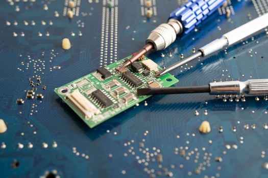 Repairing and upgrade circuit mainboard of notebook, electronic, computer hardware and technology. photo