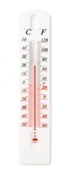 White Thermometer and Hygrometer Displaying Room Temperature and Humidity photo