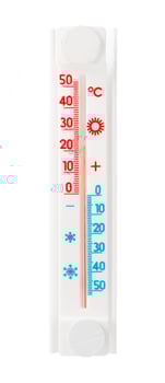 White Thermometer and Hygrometer Displaying Room Temperature and Humidity photo