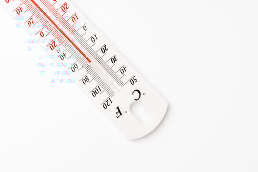 White Thermometer and Hygrometer Displaying Room Temperature and Humidity photo