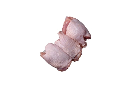 Raw chicken thighs with salt, spices and herbs photo