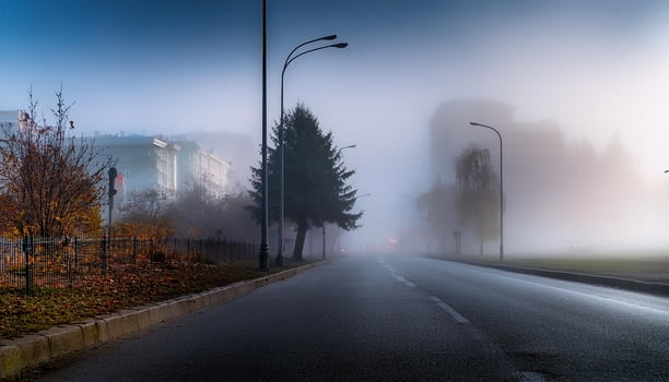 View of the city shrouded in smog photo