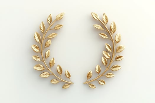This is a highresolution digital artwork that beautifully showcases a stunning golden laurel leaf design, which is ideal for use in various awards or as decorative pieces in elegant settings photo