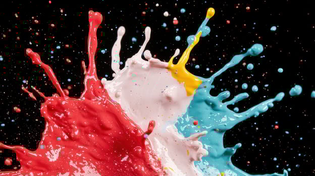Colorful paint splash on black background photo