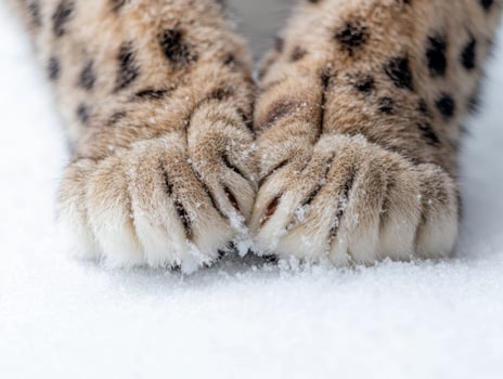 Furry paws in the snow photo