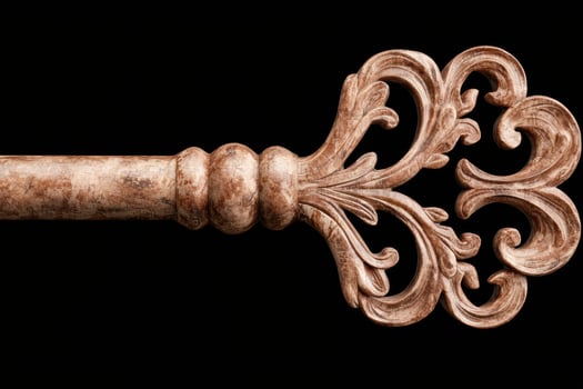 Ornate wooden carving on a dark background photo