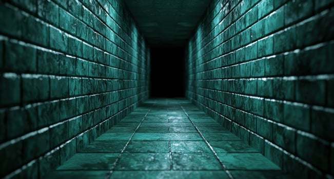 Mysterious dark green tiled corridor photo