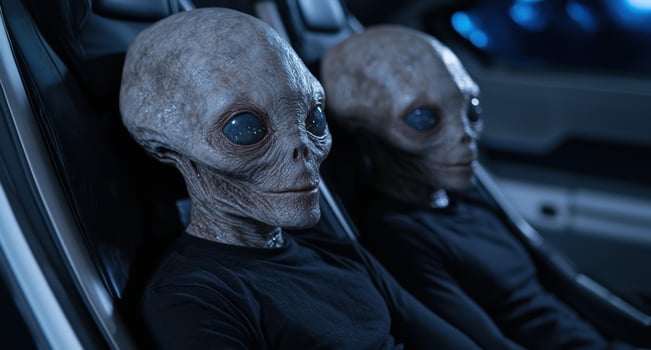 alien beings in a car photo