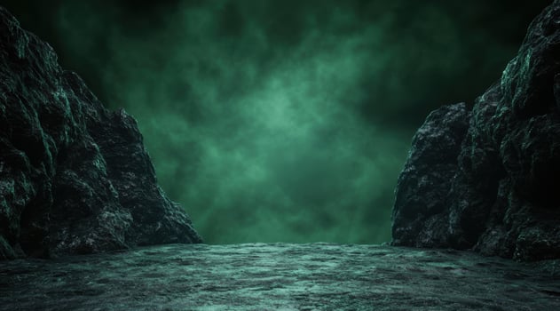 Mysterious underwater cave landscape photo
