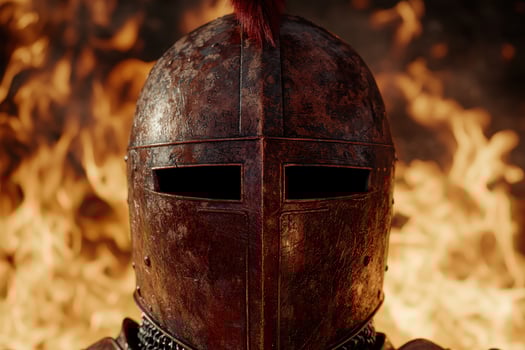 Closeup of an ancient warriors helmet photo
