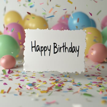 colorful birthday celebration with balloons and confetti photo