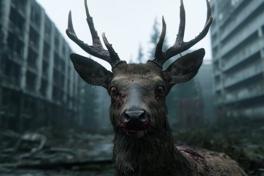 Majestic deer in the misty forest photo