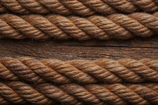 Closeup of a braided rope texture on a wooden background photo