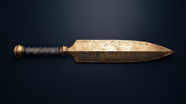 ancient bronze dagger on dark background photo