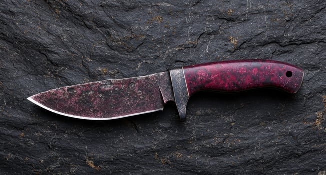Rugged survival knife on dark slate background photo