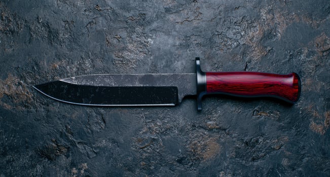 Stylish kitchen knife on dark background photo