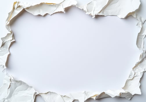 torn paper frame on white background photo