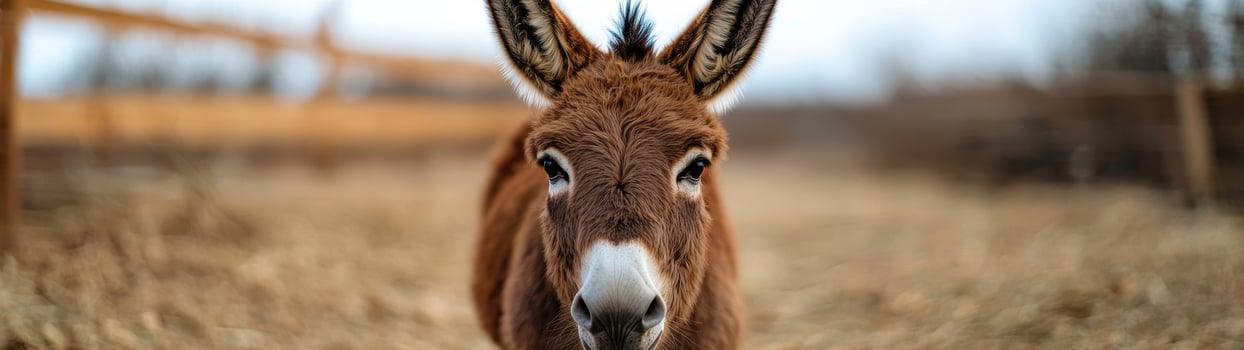 close up portrait of a curious donkey photo