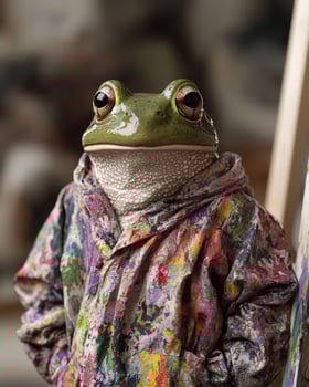 Colorful frog in a vibrant coat photo