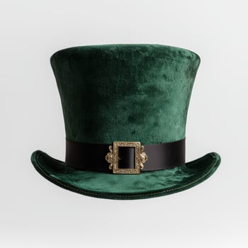 green velvet top hat with ornate buckle photo