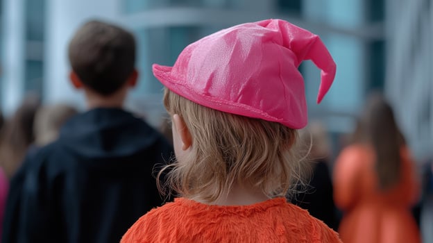 Colorful outfit with pink hat photo