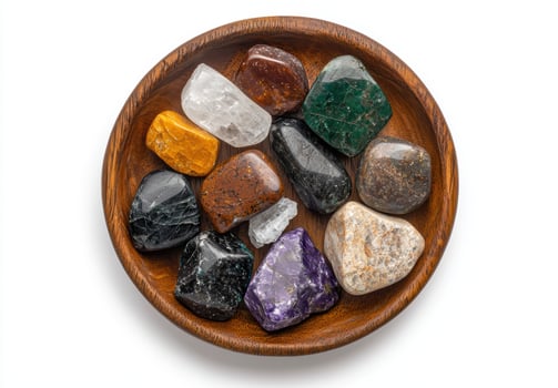 Assortment of natural gemstones and crystals photo
