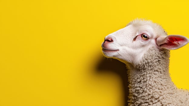 cute lamb on yellow background photo