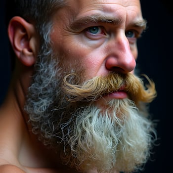 Closeup of the big male beard photo