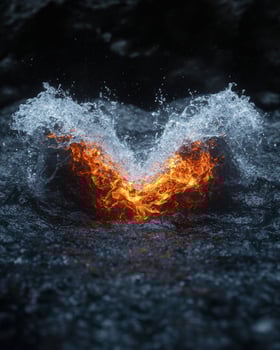 Fiery Splash of Water and Flames photo