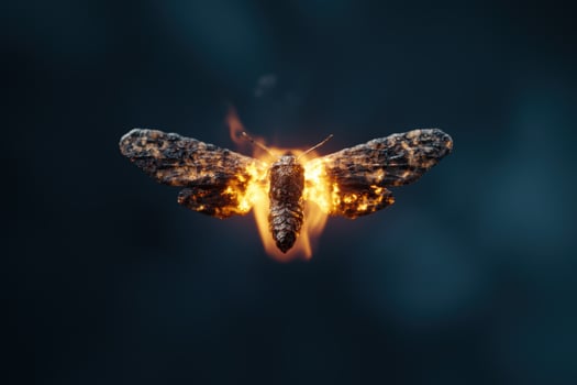 A burning moth with flames on it photo