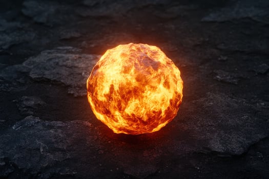A large orange ball of fire on the ground photo