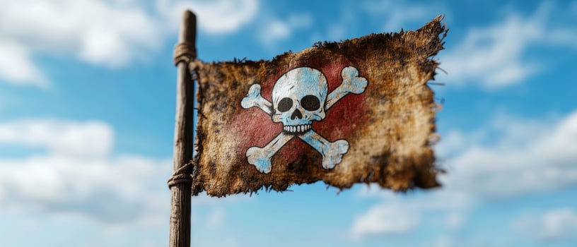 Pirate flag with skull and crossbones photo