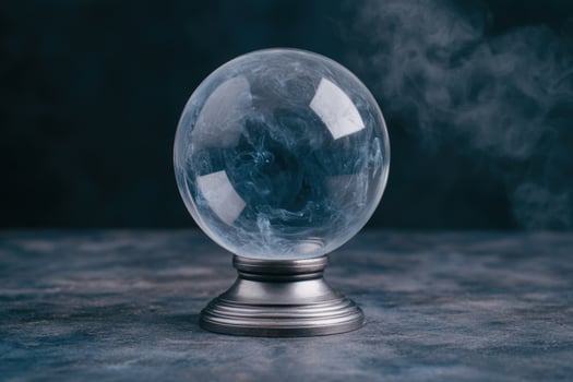 Mysterious crystal ball with swirling smoke photo