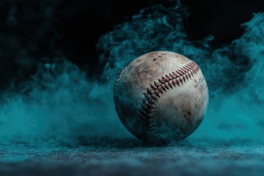 An old baseball is in the smoke photo