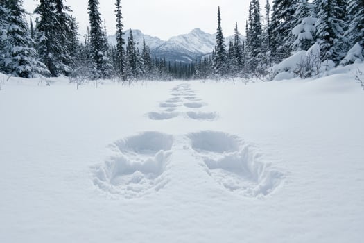Footprints in the snow photo