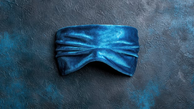 blue silk eye mask on dark background photo