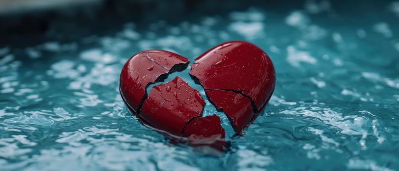 Broken heart in water photo