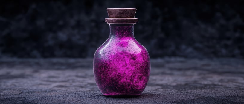 Mysterious glowing potion bottle photo