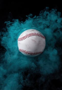 baseball in smoky atmosphere photo
