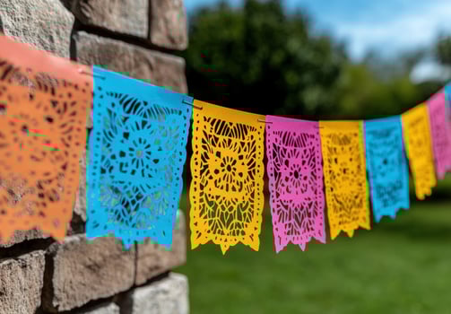 Colorful mexican paper decorations photo