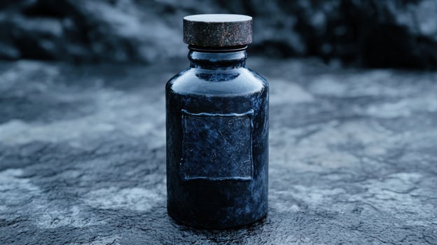 dark glass bottle on wet surface photo