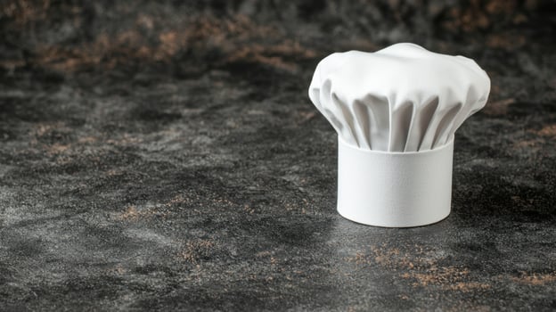 white chefs hat on a dark surface photo