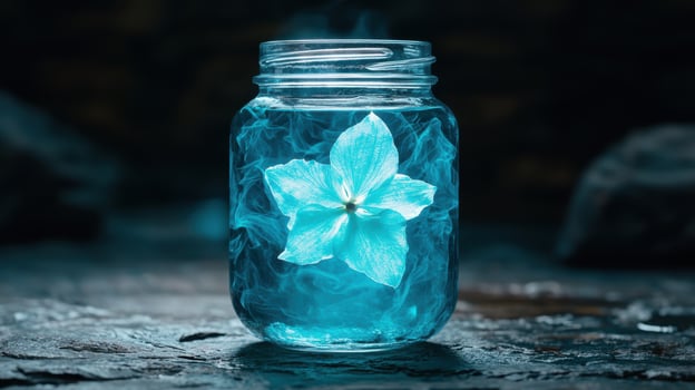 Ethereal flower in a glass jar photo