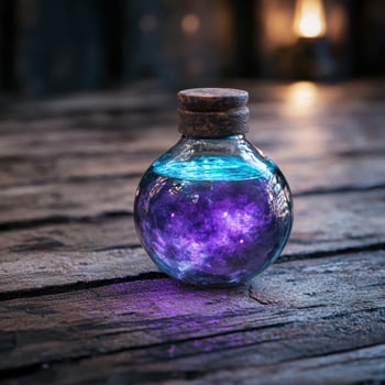 Mystical potion in a glass bottle photo