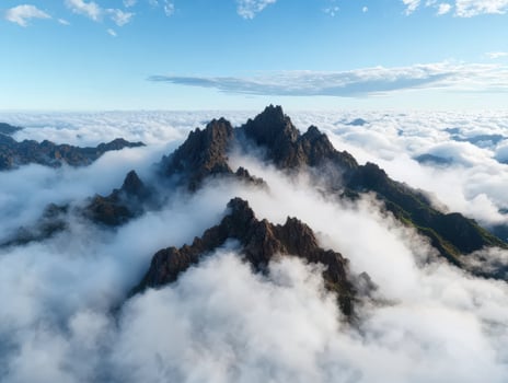 Aerial view of mountains covered in clouds photo
