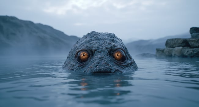 Mysterious creature emerging from dark waters photo