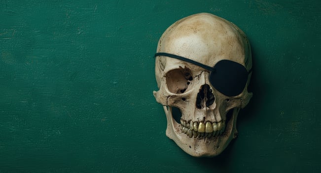 Creepy skull with eye patch photo